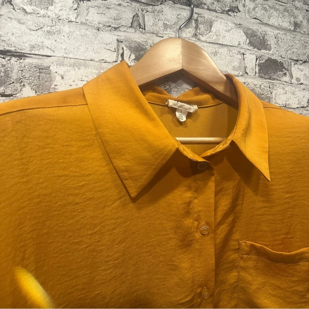 EUC Open Edit Women's Orange Button-Down Shirt Size L - Picture 5 of 13